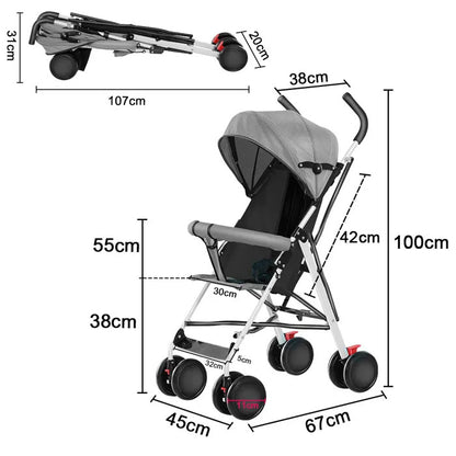 Foldable Baby Stroller Pram Pushchair with Sunshade Foot Brake