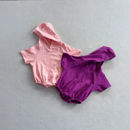 Baby Cute Candy-colored Hooded Cotton Romper