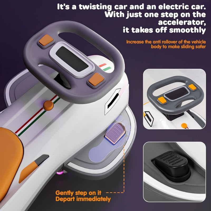 Electric Ride on Wiggle Car for Kids Toddlers with Light