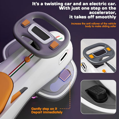 Electric Ride on Wiggle Car for Kids Toddlers with Light