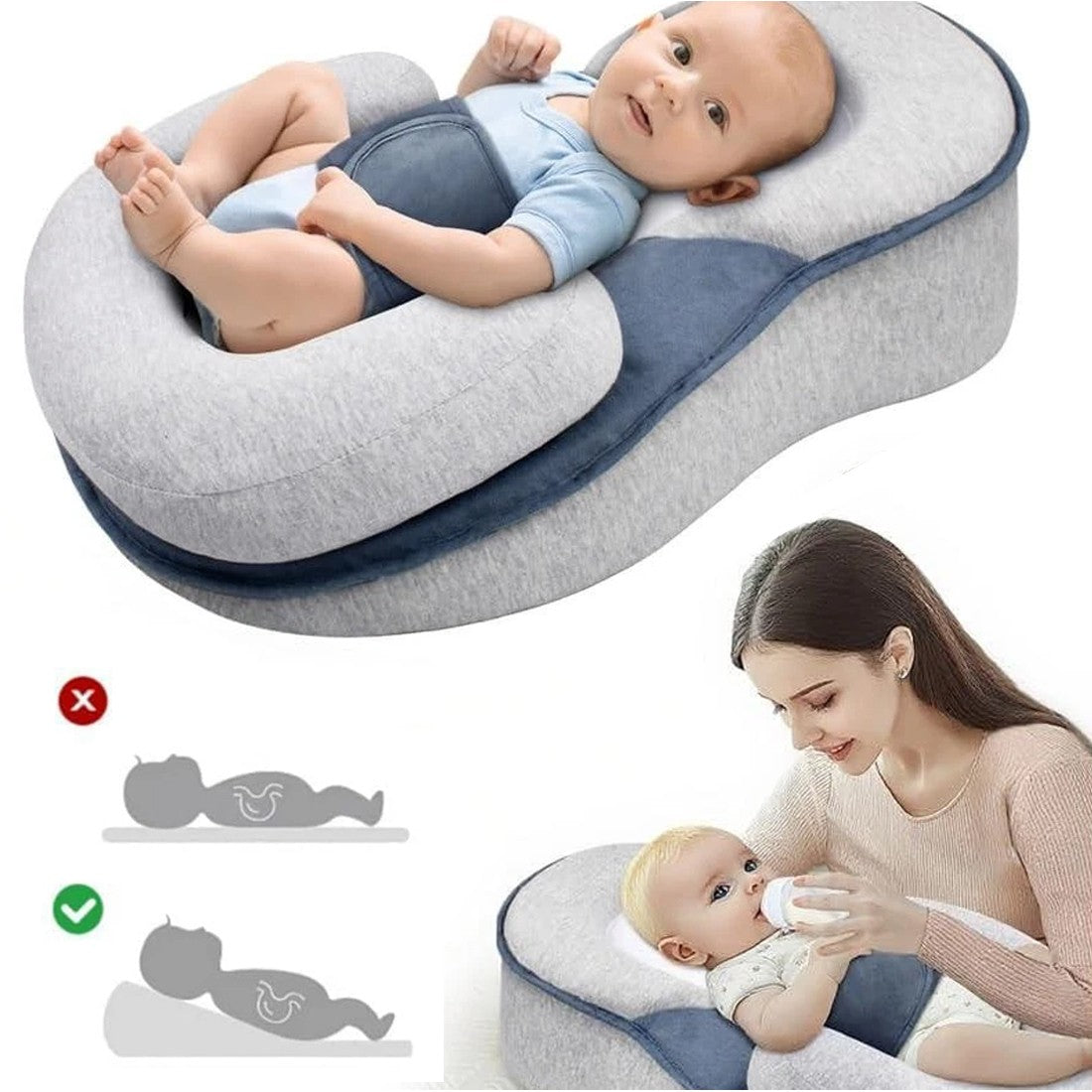 Baby Bed Acid Reflux with Strap, Baby Bed for Reducing Spit-up,
