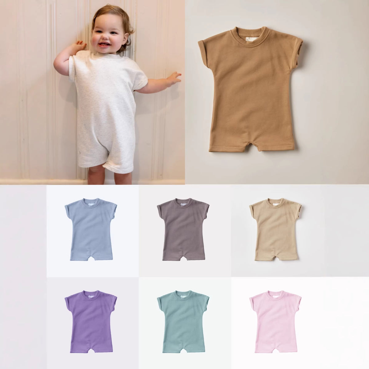 Springsummer Baby Bodysuits for Boys and Girls Short-sleeve
