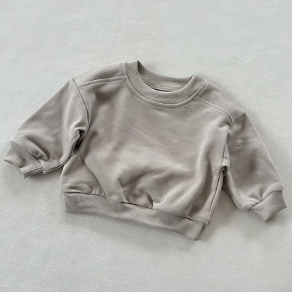New Style Round-neck Solid-colored Terry-fleece Sweatshirt for