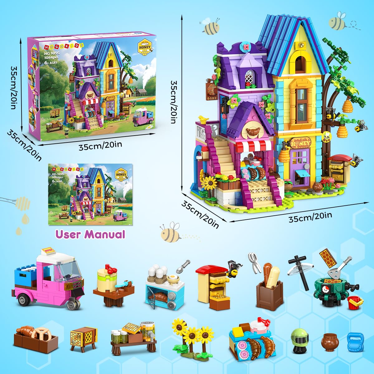 Hogokids Beekeeping & Bakery House Building Toy with LED Light