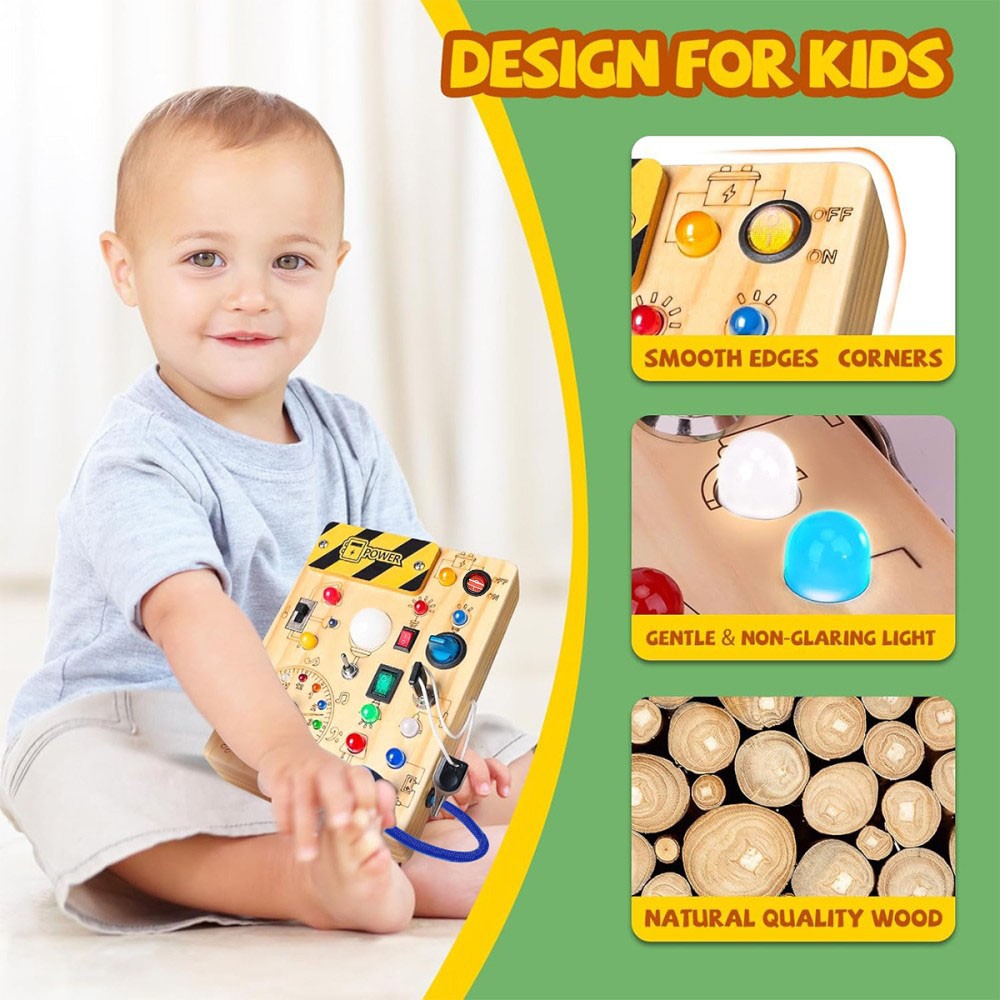Montessori Wooden Busy Board for Toddlers Activity Board