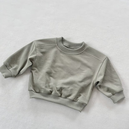 New Style Round-neck Solid-colored Terry-fleece Sweatshirt for
