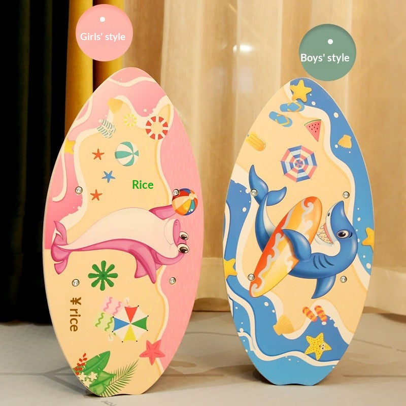Wooden Balance Board Felt Solid Wood Seesaw Kids Play Wooden