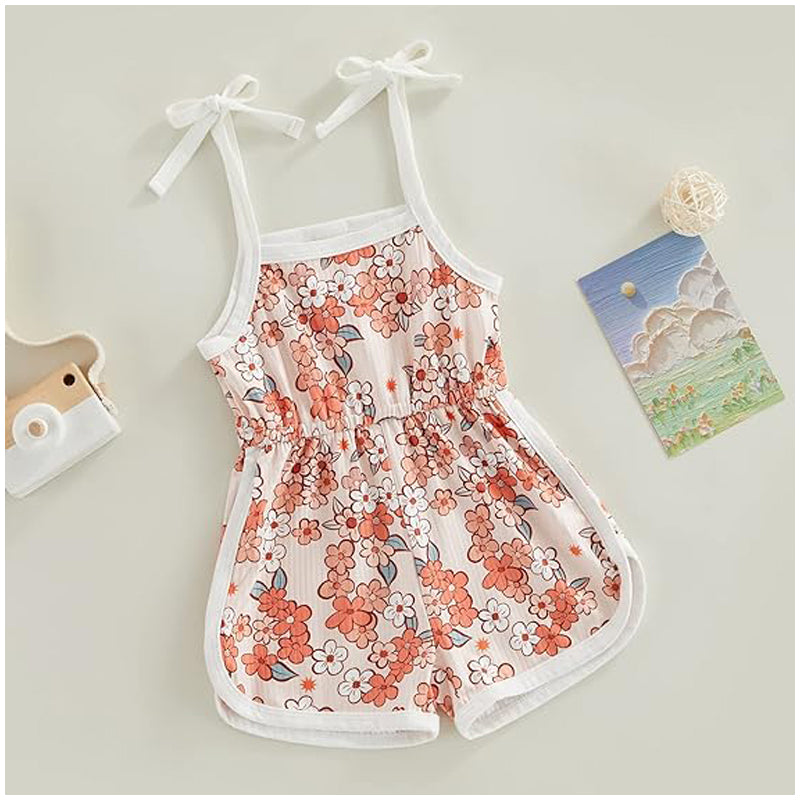 Toddler Baby Girl Clothing,floral Jumpsuit with Tie Up,jumpsuit