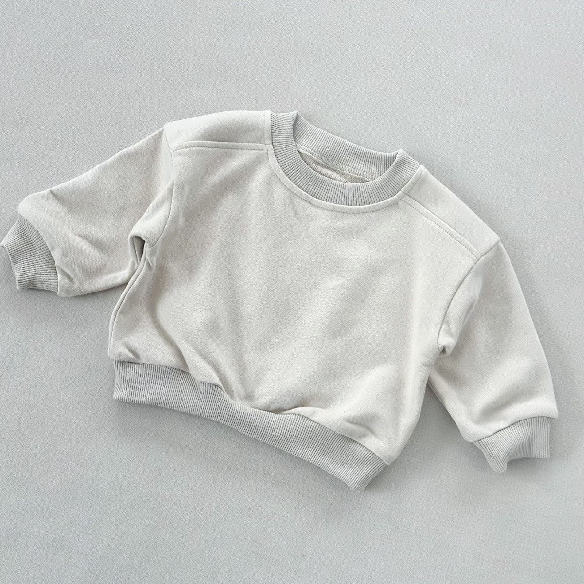 New Style Round-neck Solid-colored Terry-fleece Sweatshirt for