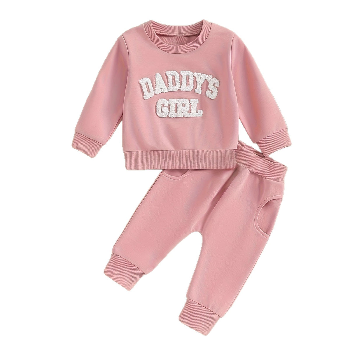 Kids Long-sleeve Fleece Embroidered Letter Hoodie Solid-colored