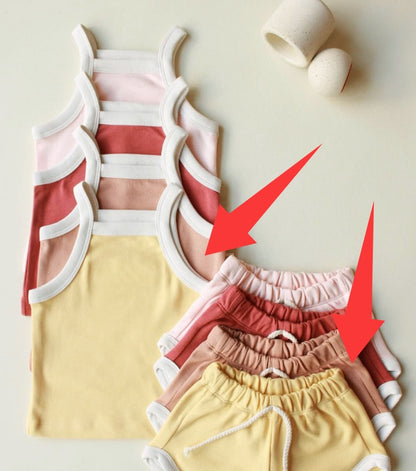 Baby Summer Outfit Suspender Vest and Shorts Set Girls