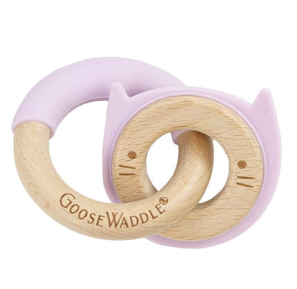 Silicone + Wood Double Ring Teether (4 Colors)