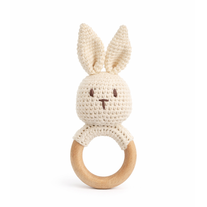 JBØRN Crochet Bunny Rattle Toy