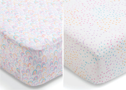 Rainbow Confetti Fitted Crib Sheets - 2 Pack