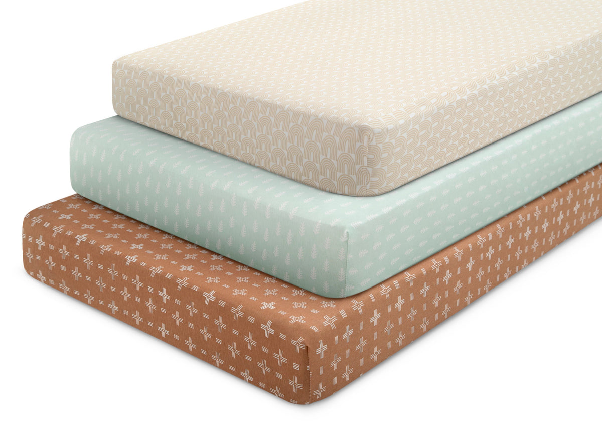 100% Organic Cotton Fitted Crib Sheets - 3 Pack