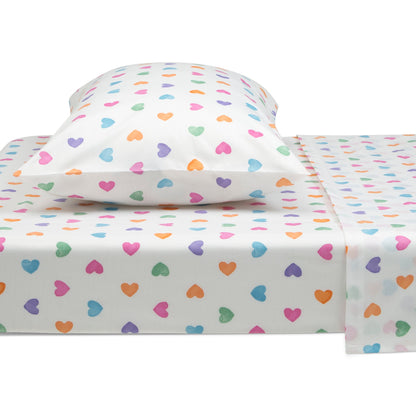 Hearts Printed 3-Piece Twin Sheet Set