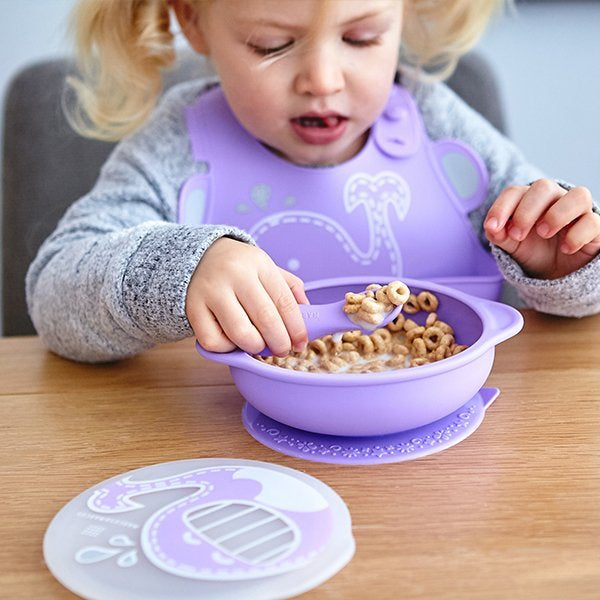 Marcus & Marcus Silicone Suction Bowl with Lid – BPA-Free Baby Bowl for Baby-Led Weaning