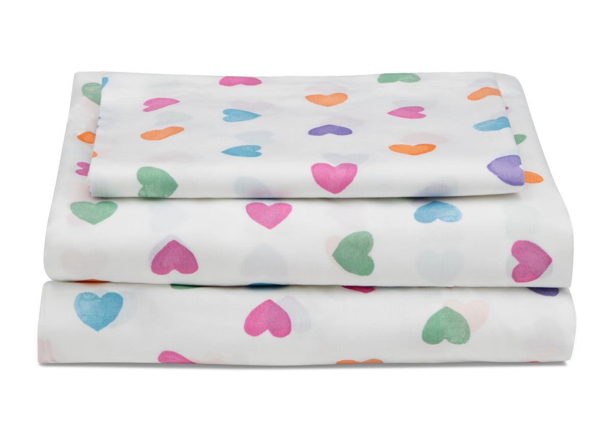 Hearts Printed 3-Piece Twin Sheet Set