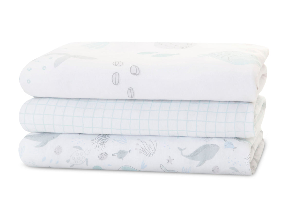 100% Organic Cotton Fitted Crib Sheets - 3 Pack