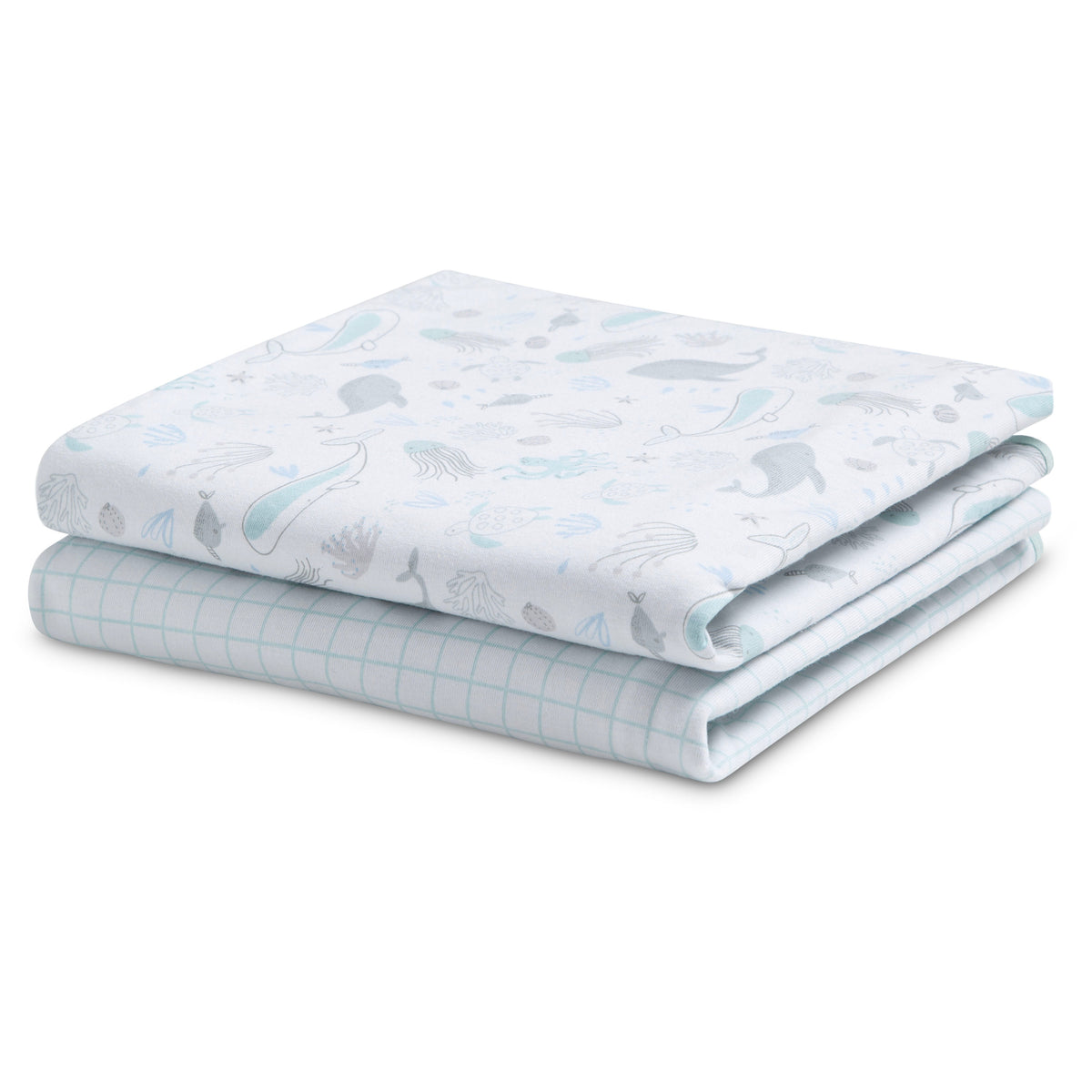100% Organic Jersey Cotton Baby Receiving Blankets - 2 Pack