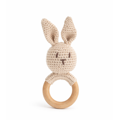 JBØRN Crochet Bunny Rattle Toy