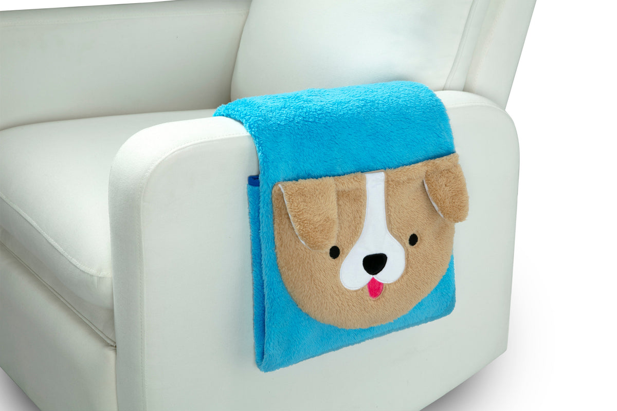 Personalized Sherpa Throw Blanket with Storage Pocket for Kids